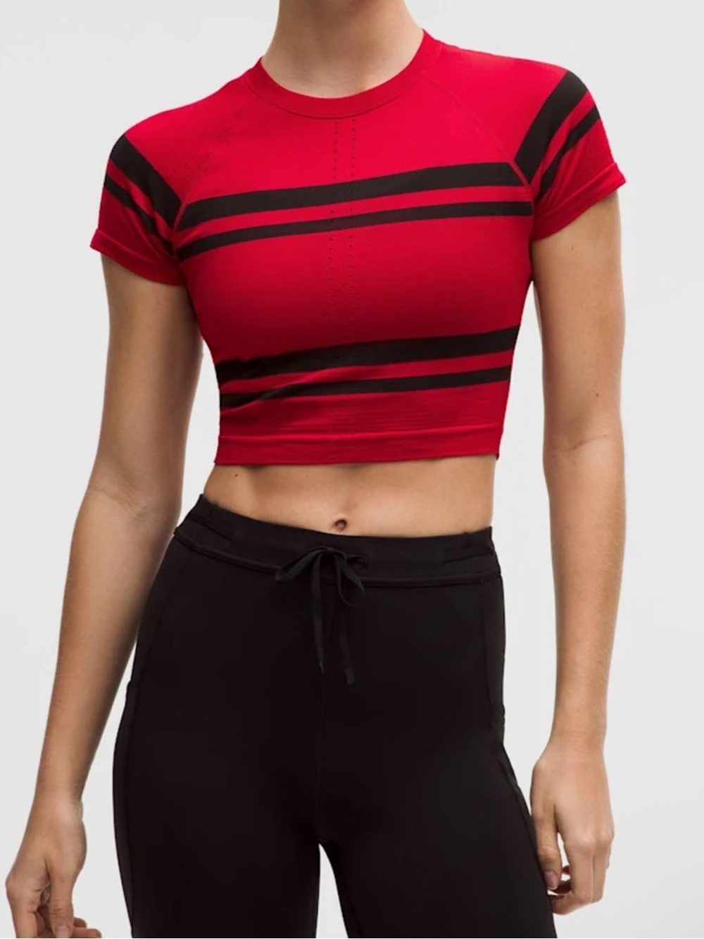 Lululemon Swiftly Tech Cropped Short-Sleeve Shirt 2.0 Stripe